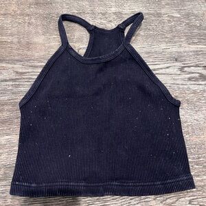 Free People Black Ribbed Crop Top